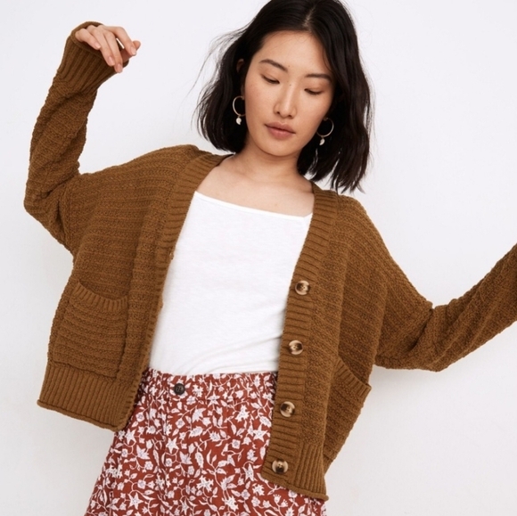 Madewell Seabrook Cardigan Sweater Boxy Cropped Fit Olive Green Color Size XXS - Picture 1 of 16